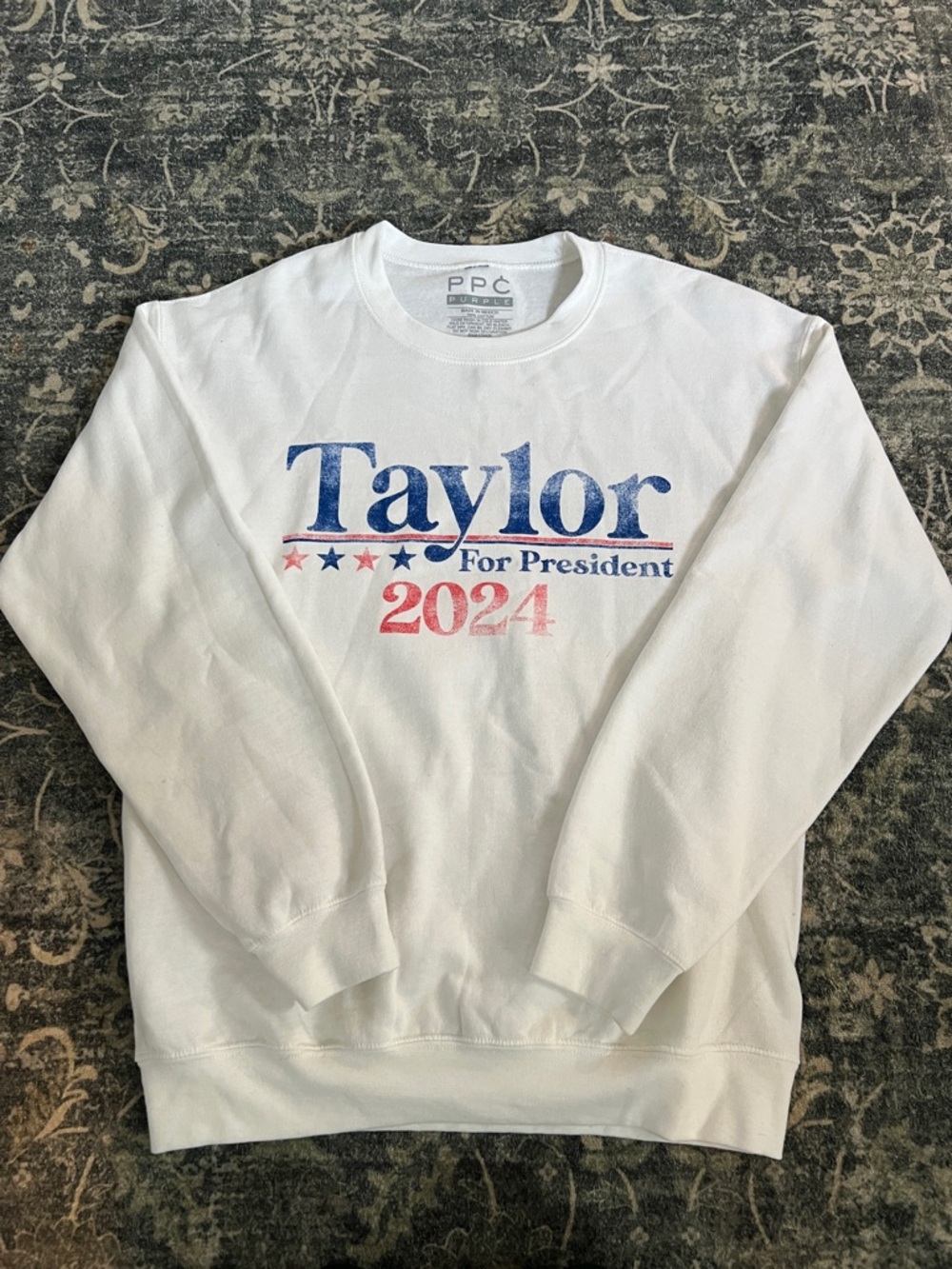 Taylor For President 2024 White Crewneck Sweatshirt